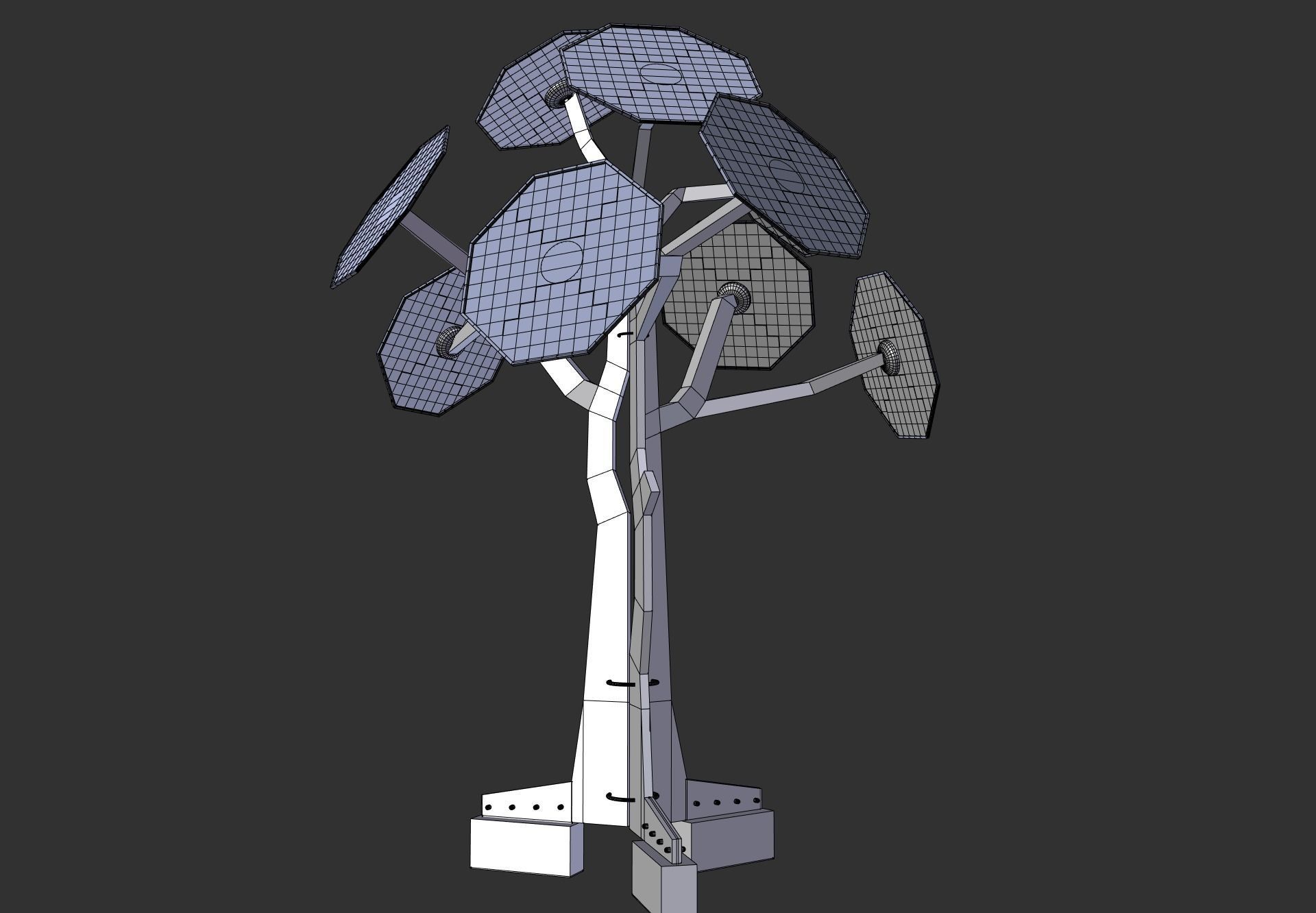 solar energy tree octagonal panels Low-poly 3D model_8