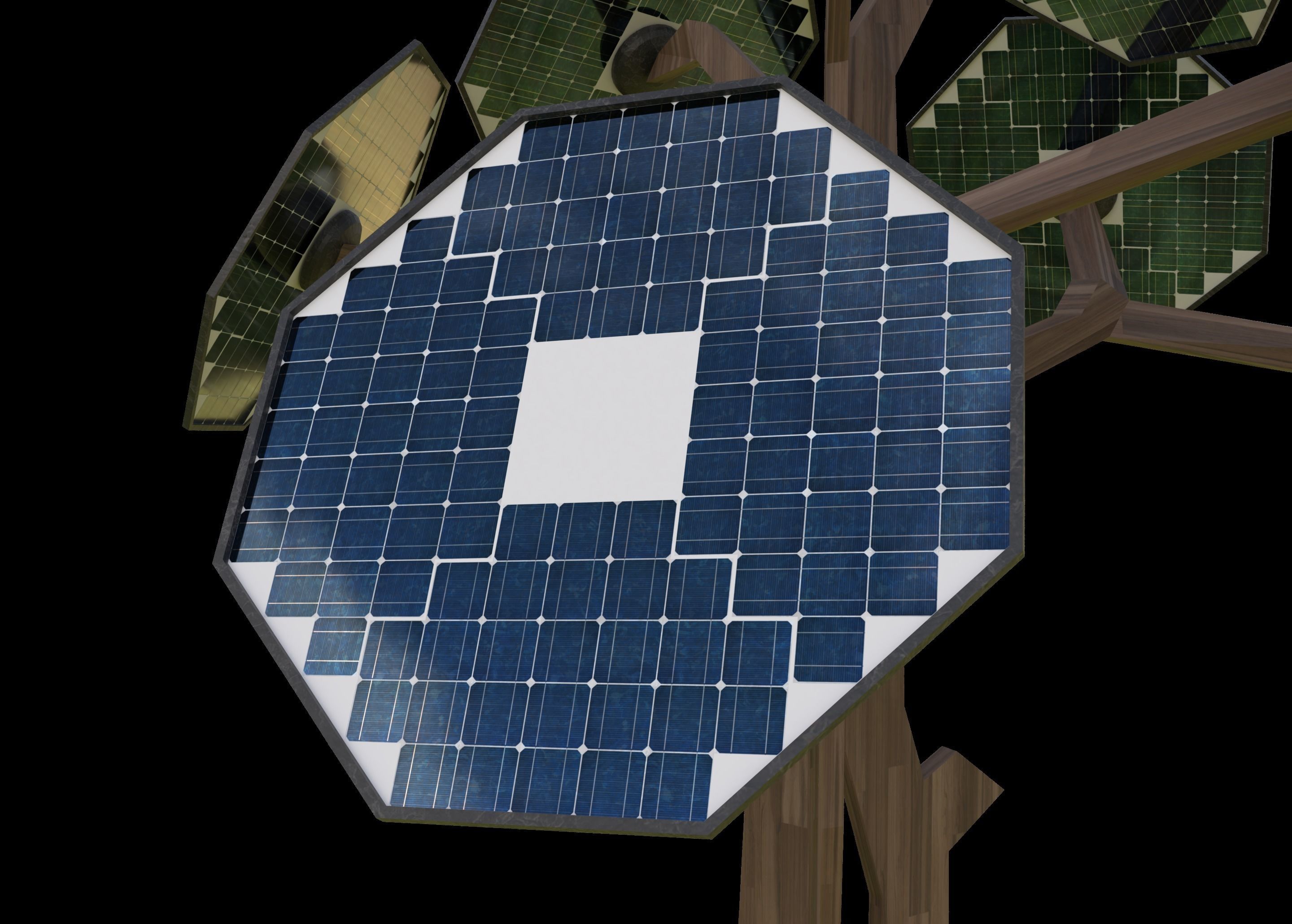 solar energy tree octagonal panels Low-poly 3D model_5