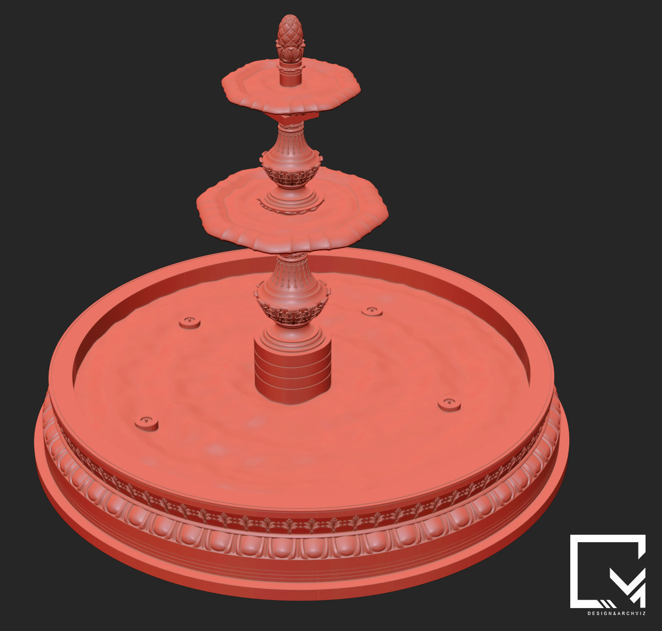 Classic Fountain 3D model_2