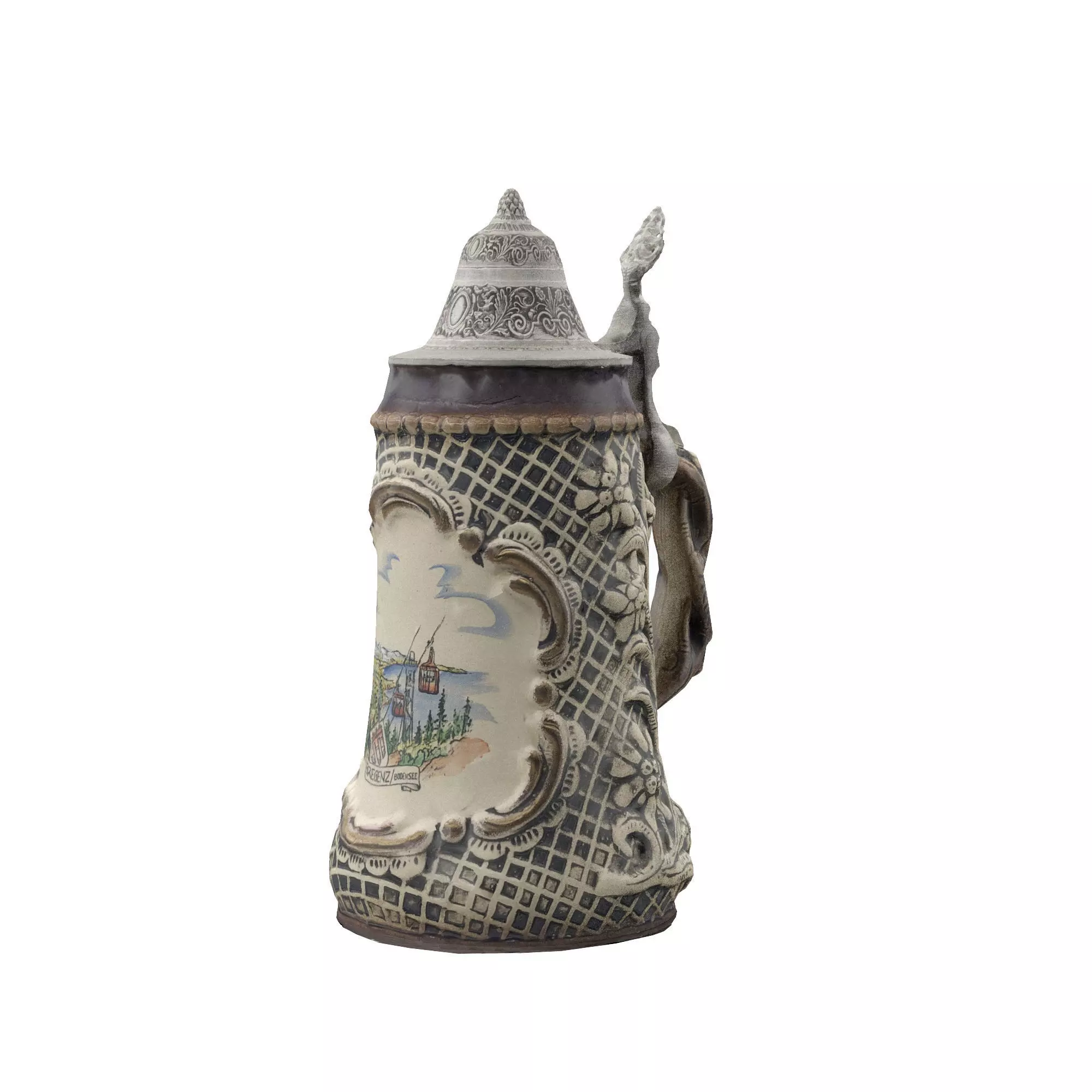 Ornamented Decorative Vase  Low-poly 3D model_0