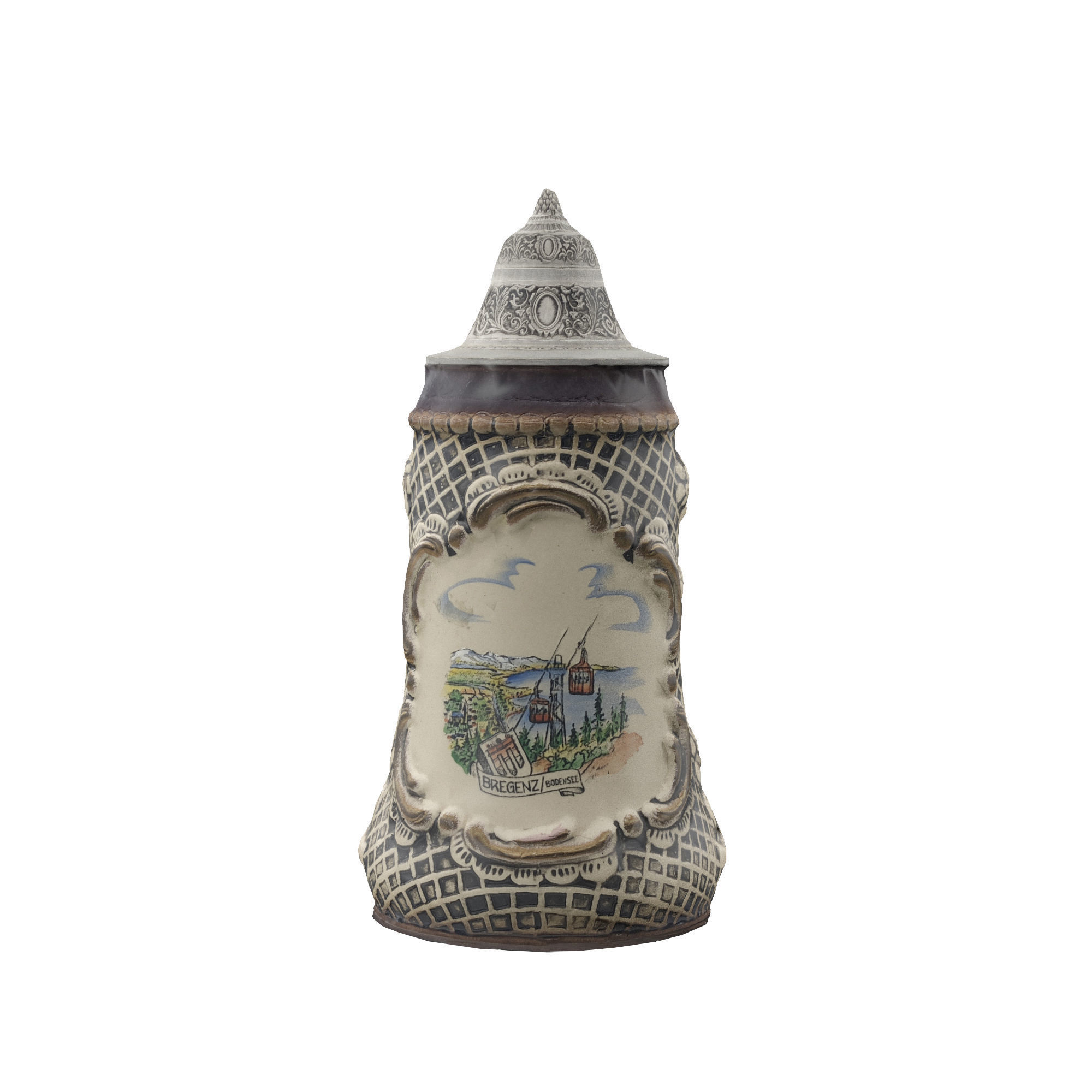 Ornamented Decorative Vase  Low-poly 3D model_1