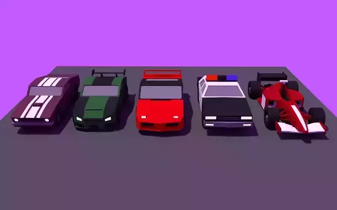 low poly racing cars