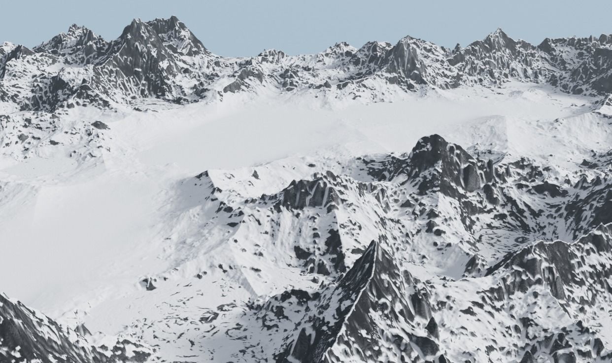 Snow Mountains Valley 3D model_1