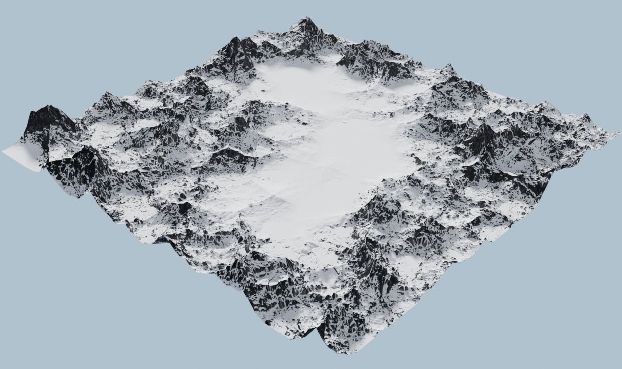 Snow Mountains Valley 3D model_3