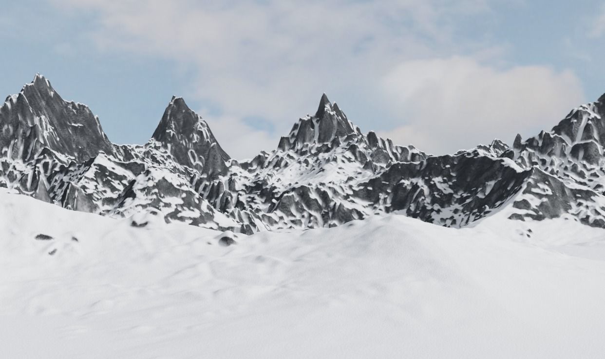 Snow Mountains Valley 3D model_8