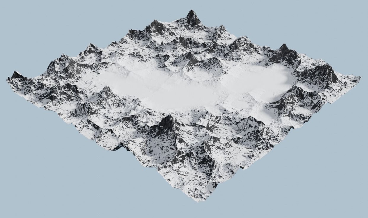 Snow Mountains Valley 3D model_2