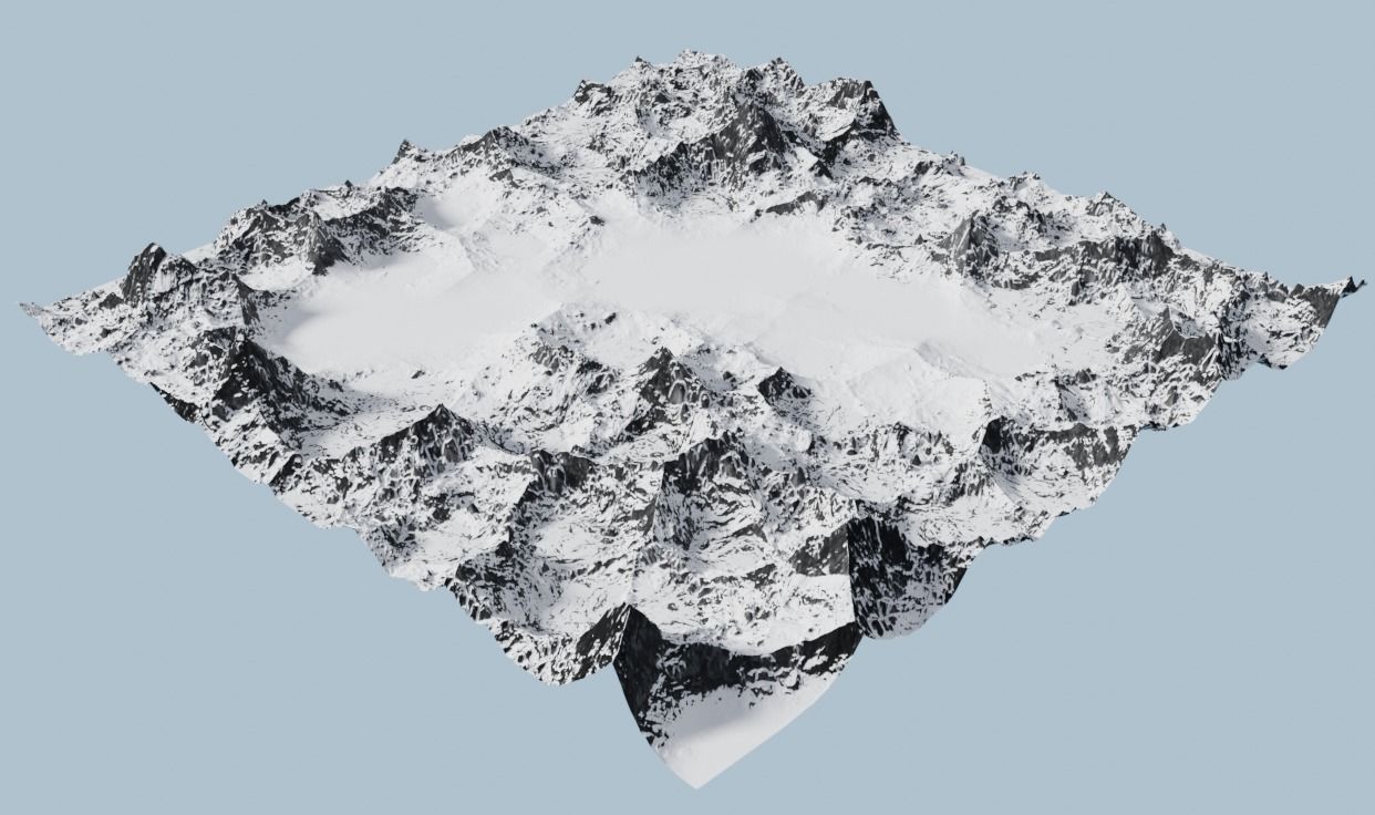 Snow Mountains Valley 3D model_4