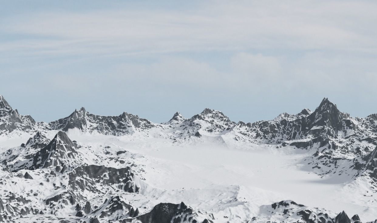 Snow Mountains Valley 3D model_6