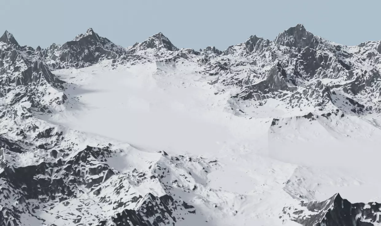 Snow Mountains Valley 3D model_0