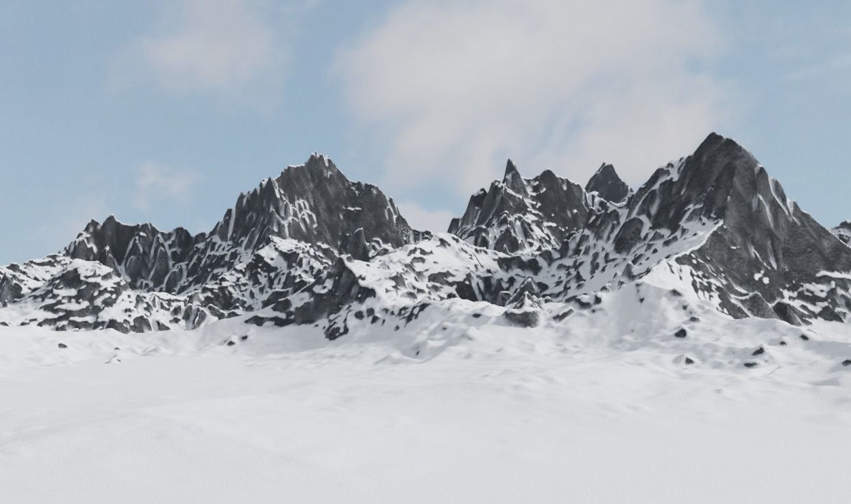 Snow Mountains Valley 3D model_10