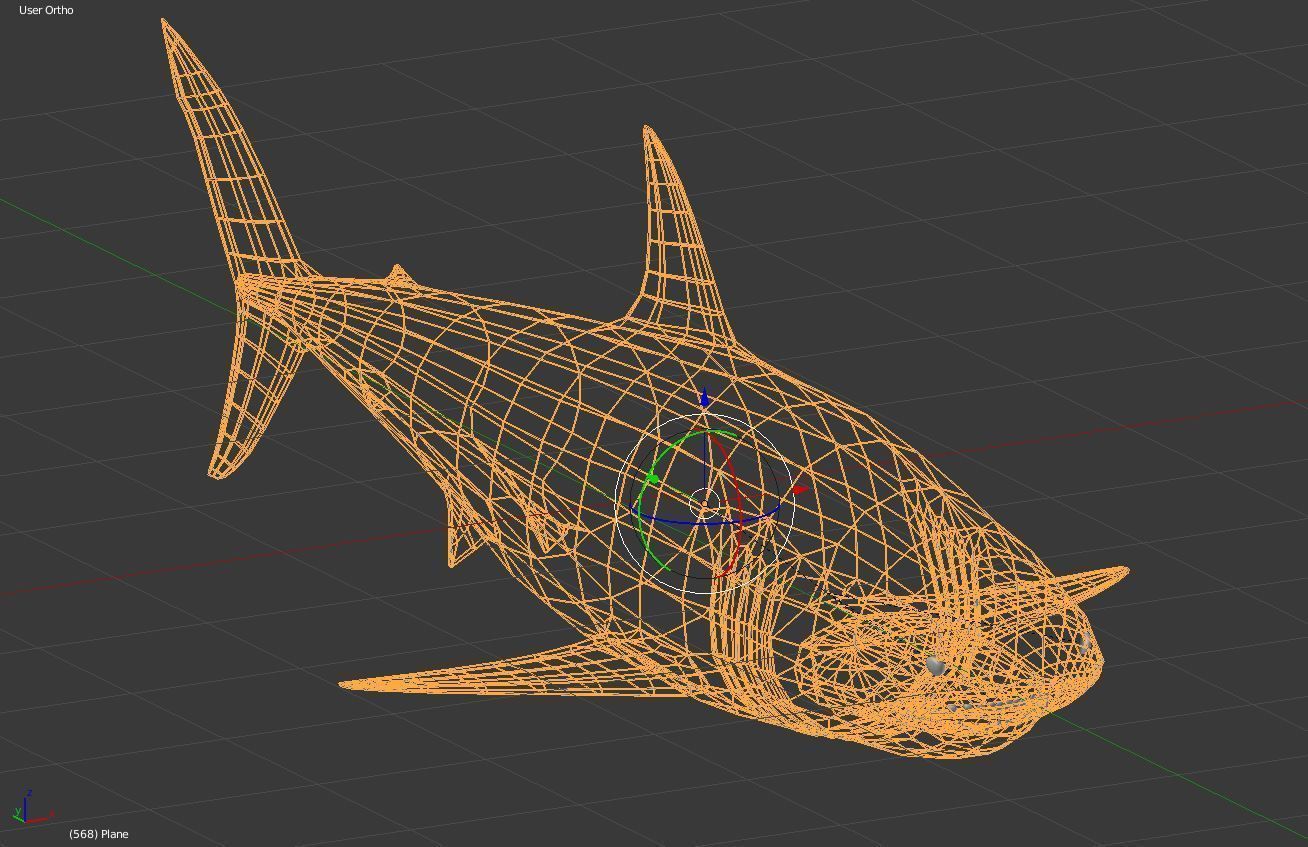 Great White Shark Low-poly 3D model_3