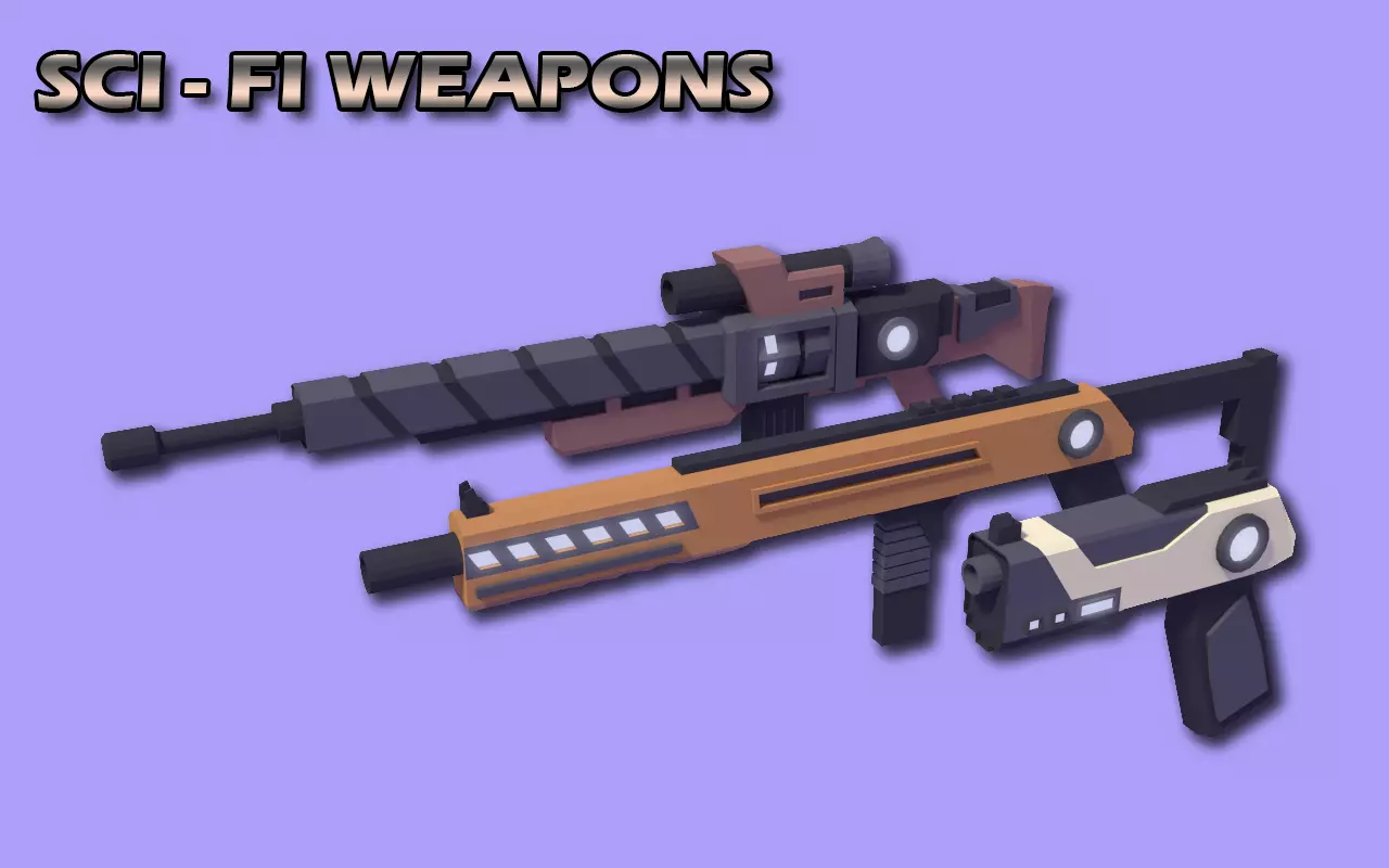 Low poly Sci-Guns sniper rifle Low-poly 3D model_0