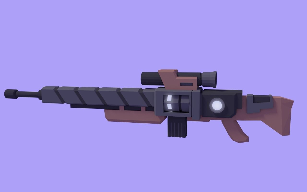 Low poly Sci-Guns sniper rifle Low-poly 3D model_1
