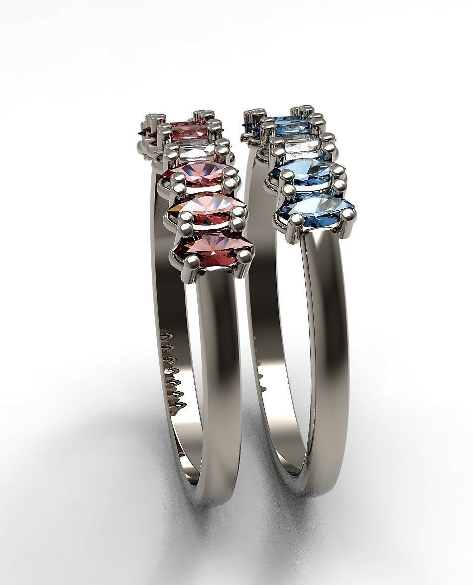 Set of Three Navette Rings 3D print model_5