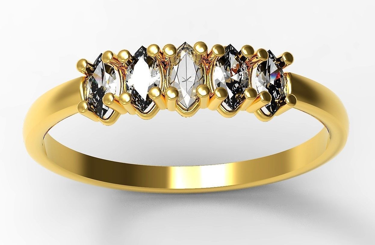 Set of Three Navette Rings 3D print model_23