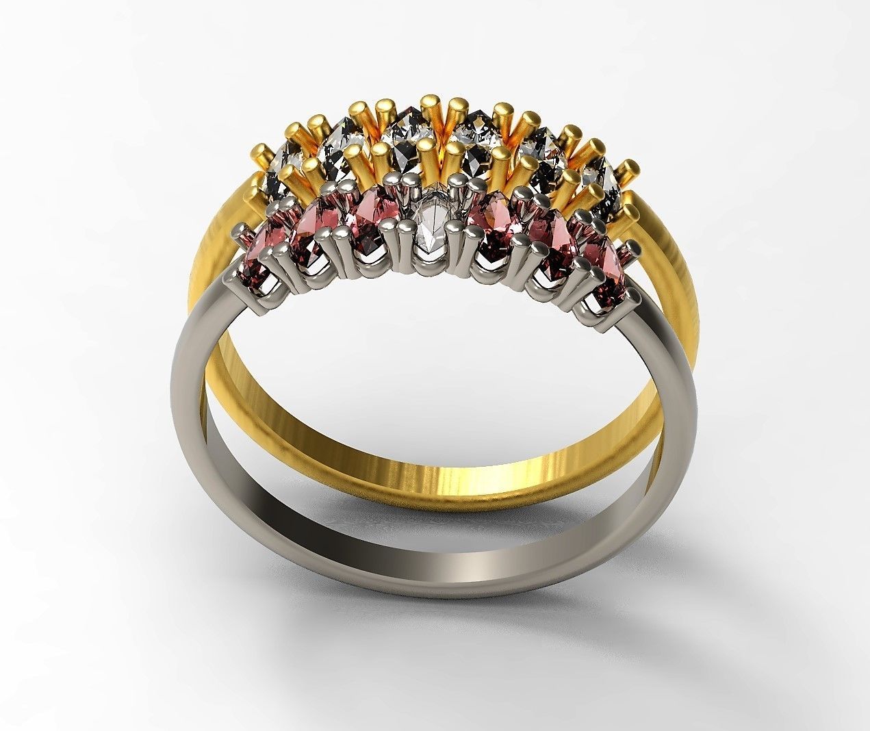 Set of Three Navette Rings 3D print model_21