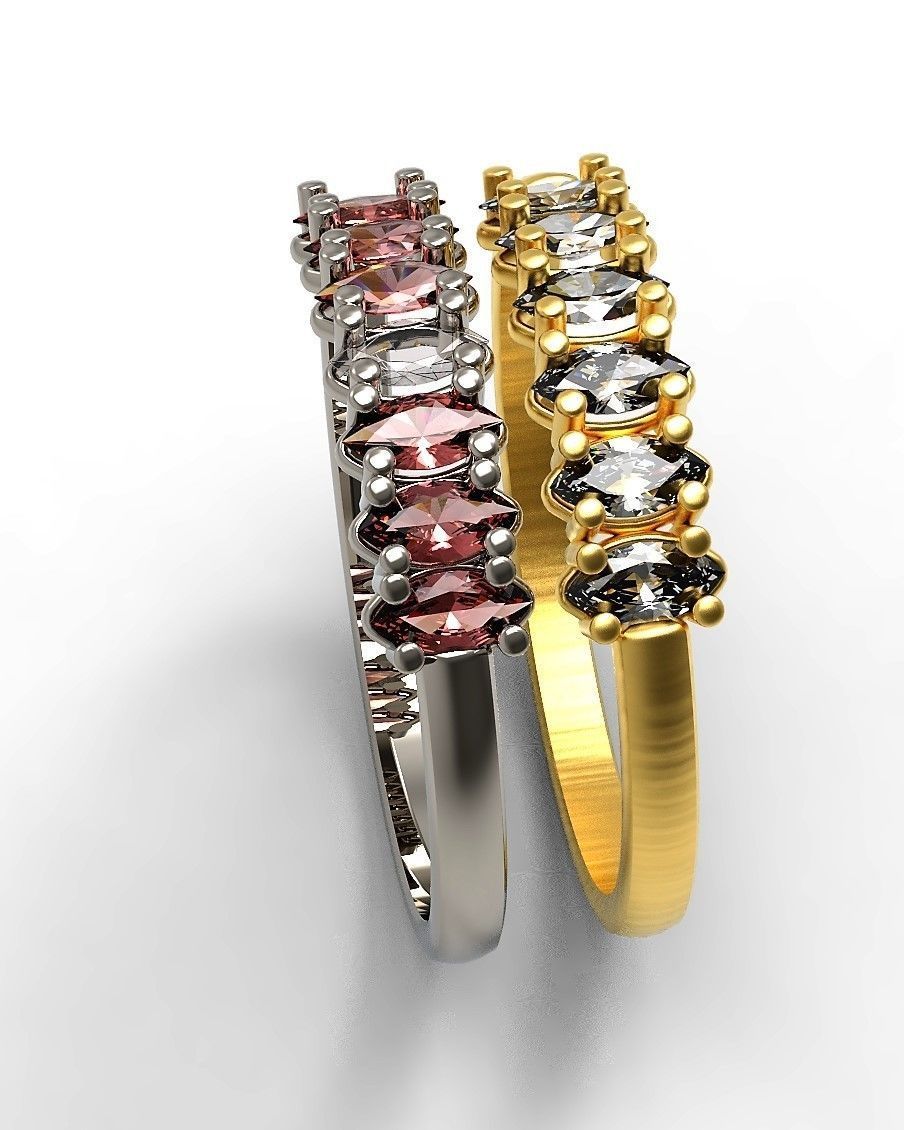 Set of Three Navette Rings 3D print model_24