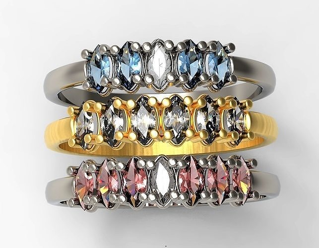 Set  of Three Navette Rings 3D print model
