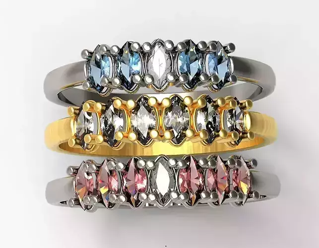 Set  of Three Navette Rings 3D print model