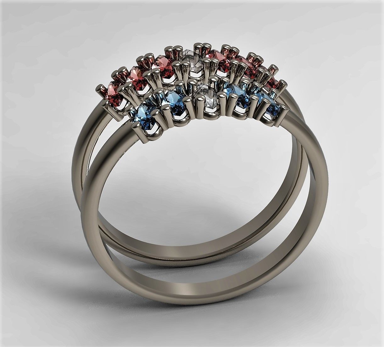 Set of Three Navette Rings 3D print model_3