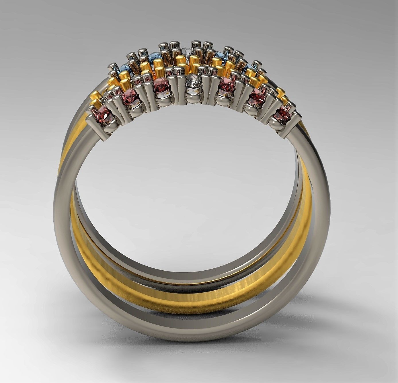 Set of Three Navette Rings 3D print model_14