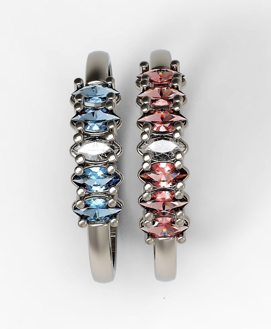 Set of Three Navette Rings 3D print model_15