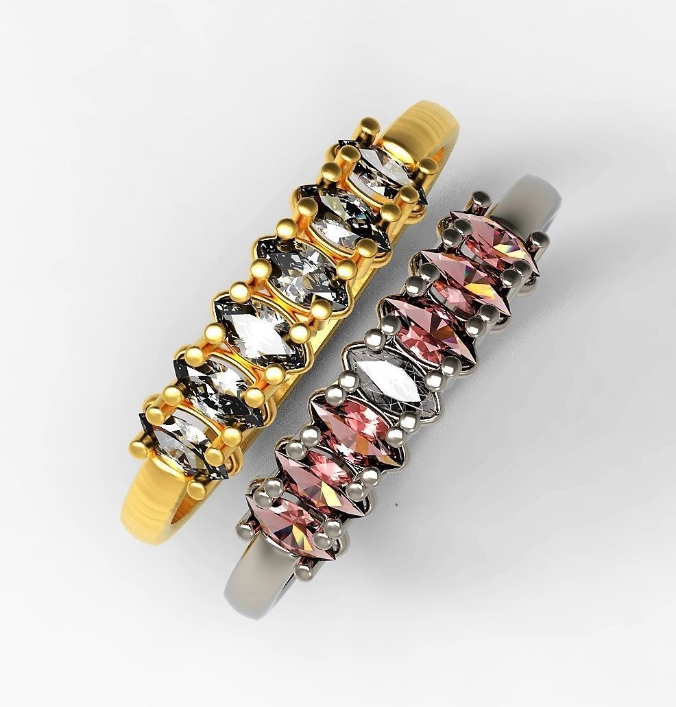 Set of Three Navette Rings 3D print model_18