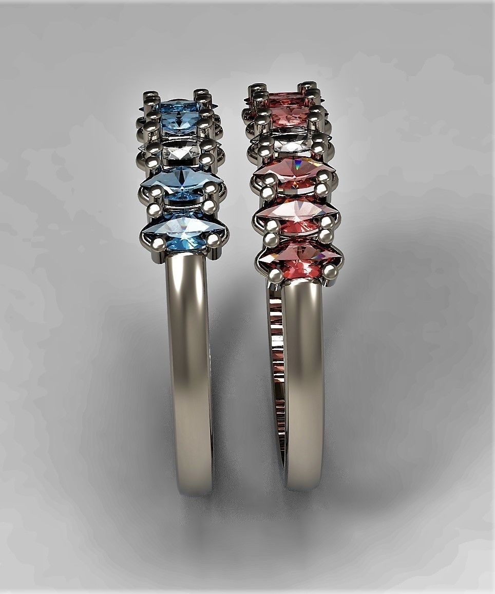 Set of Three Navette Rings 3D print model_11