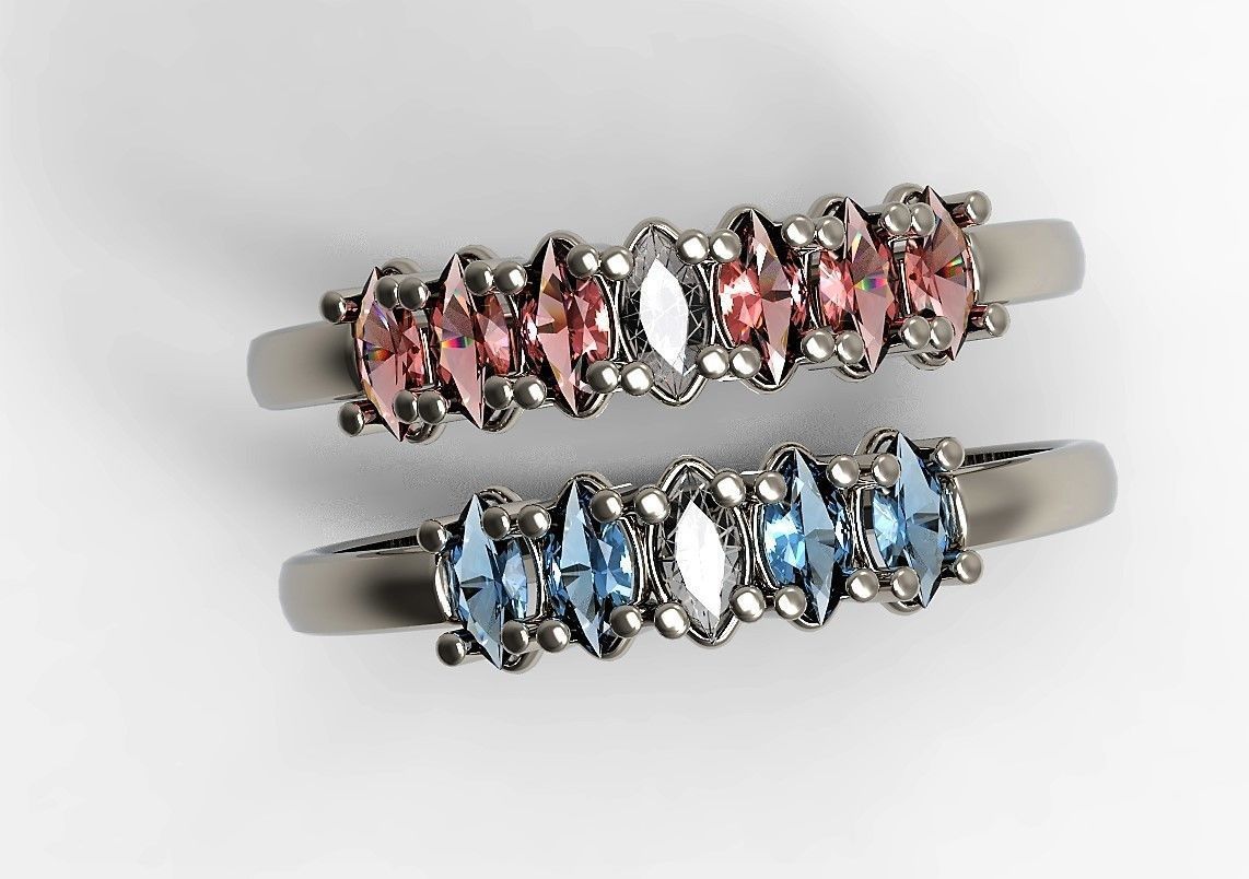 Set of Three Navette Rings 3D print model_4