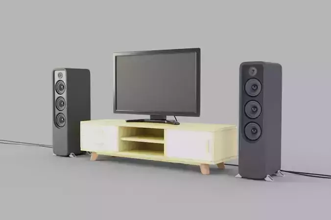 Tv set with speakers