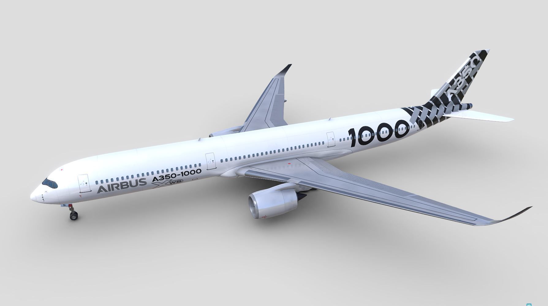 Airbus A350-1000 XWB AIRBUS LIVERY Low-poly 3D model_3