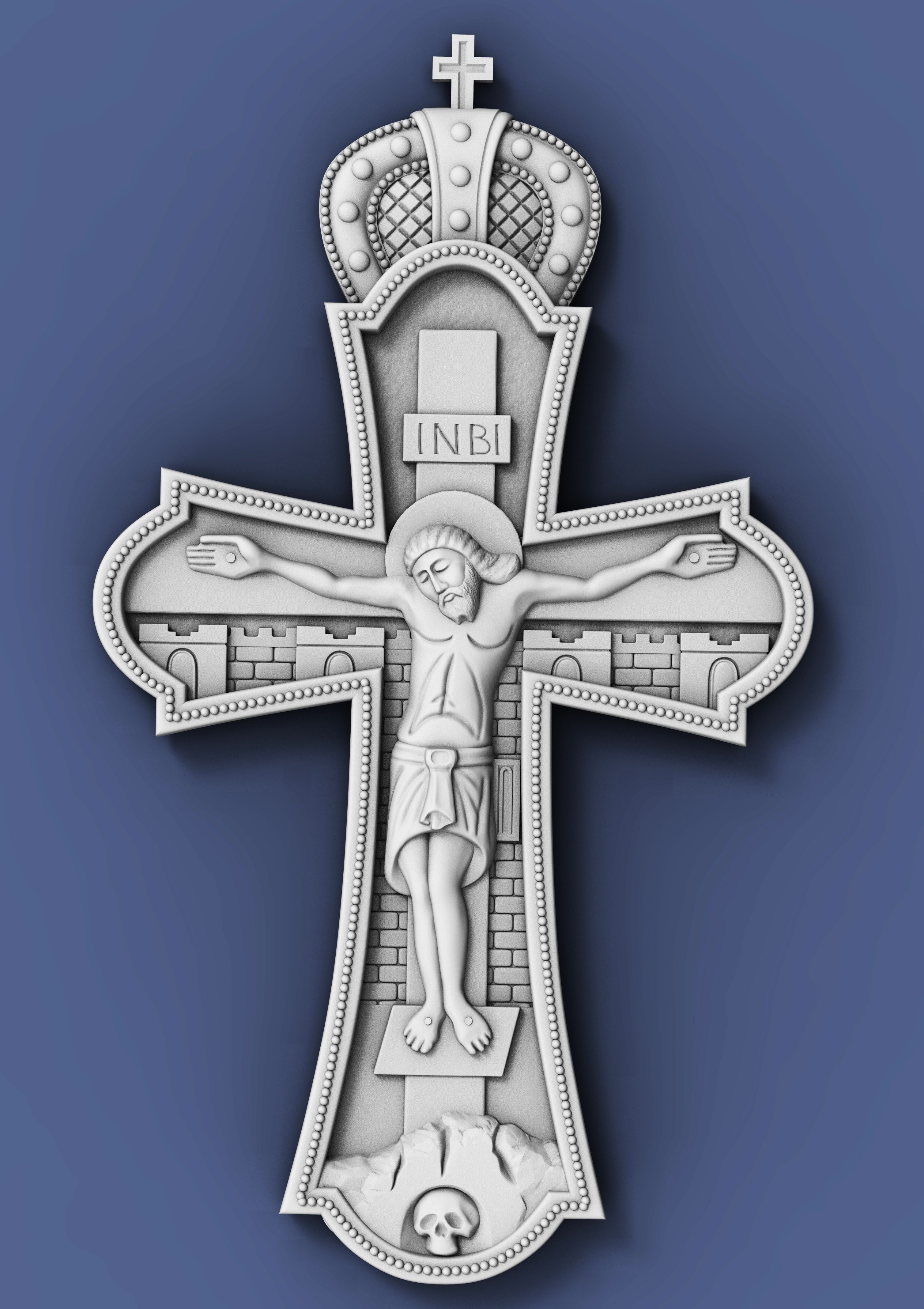 Cross jesus on 3D model_1