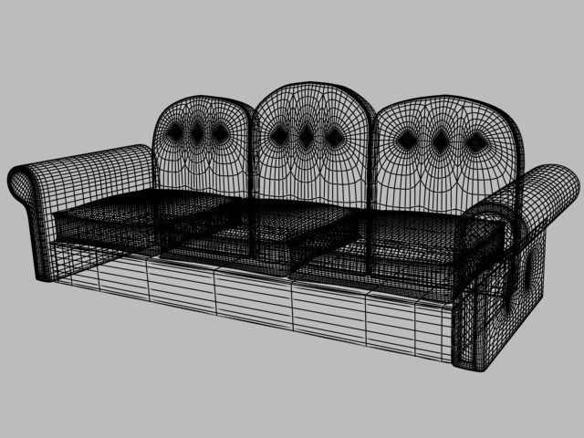old red sofa Low-poly 3D model_11