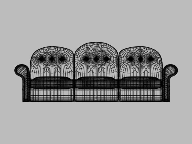 old red sofa Low-poly 3D model_9