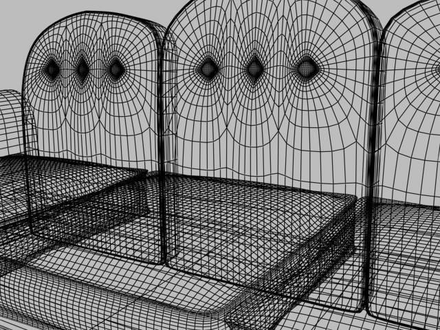 old red sofa Low-poly 3D model_6