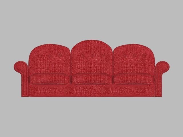 old red sofa Low-poly 3D model_3