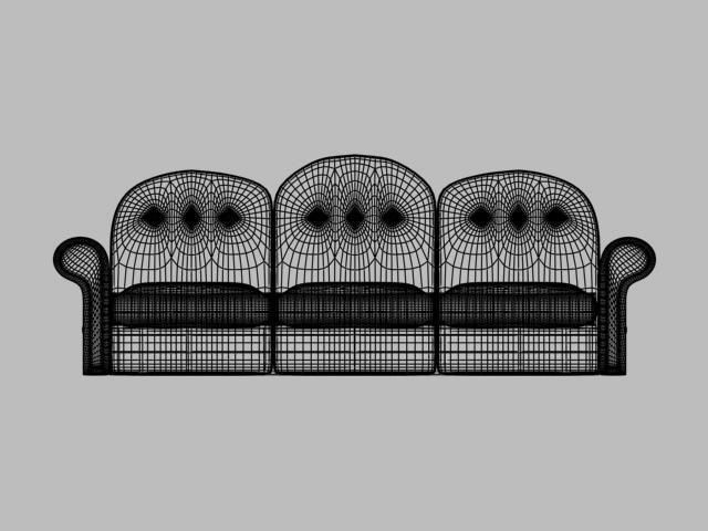 old red sofa Low-poly 3D model_8