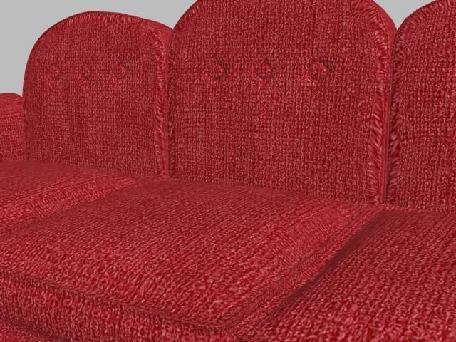 old red sofa Low-poly 3D model_4