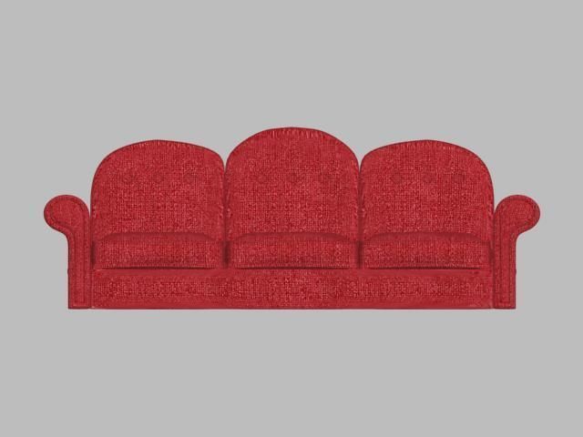 old red sofa Low-poly 3D model_2