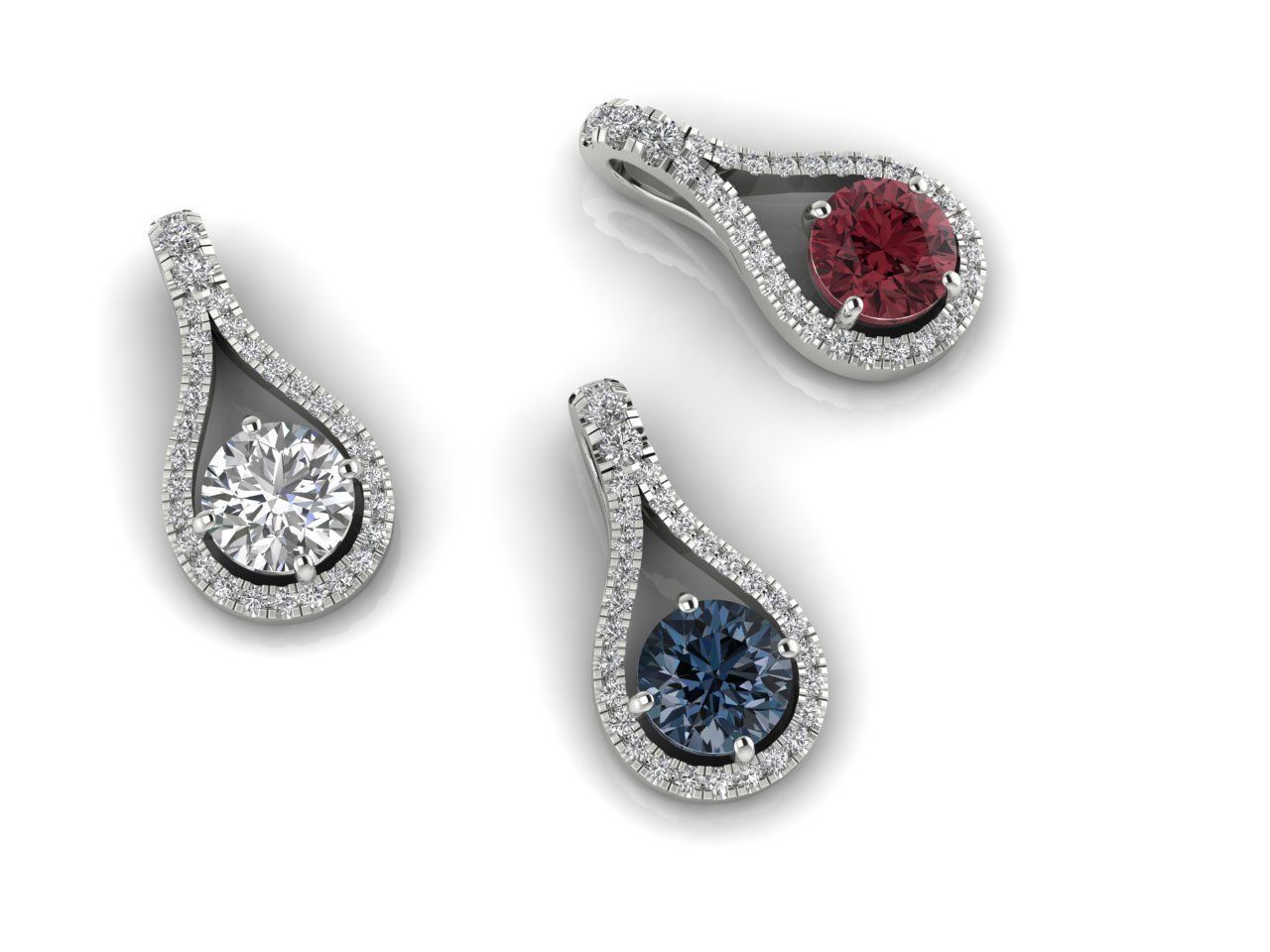 Pendant 6 pear shaped diamond on chain 3D print model_6