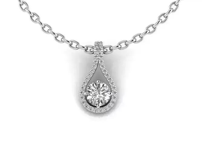 Pendant 6 pear shaped diamond on chain