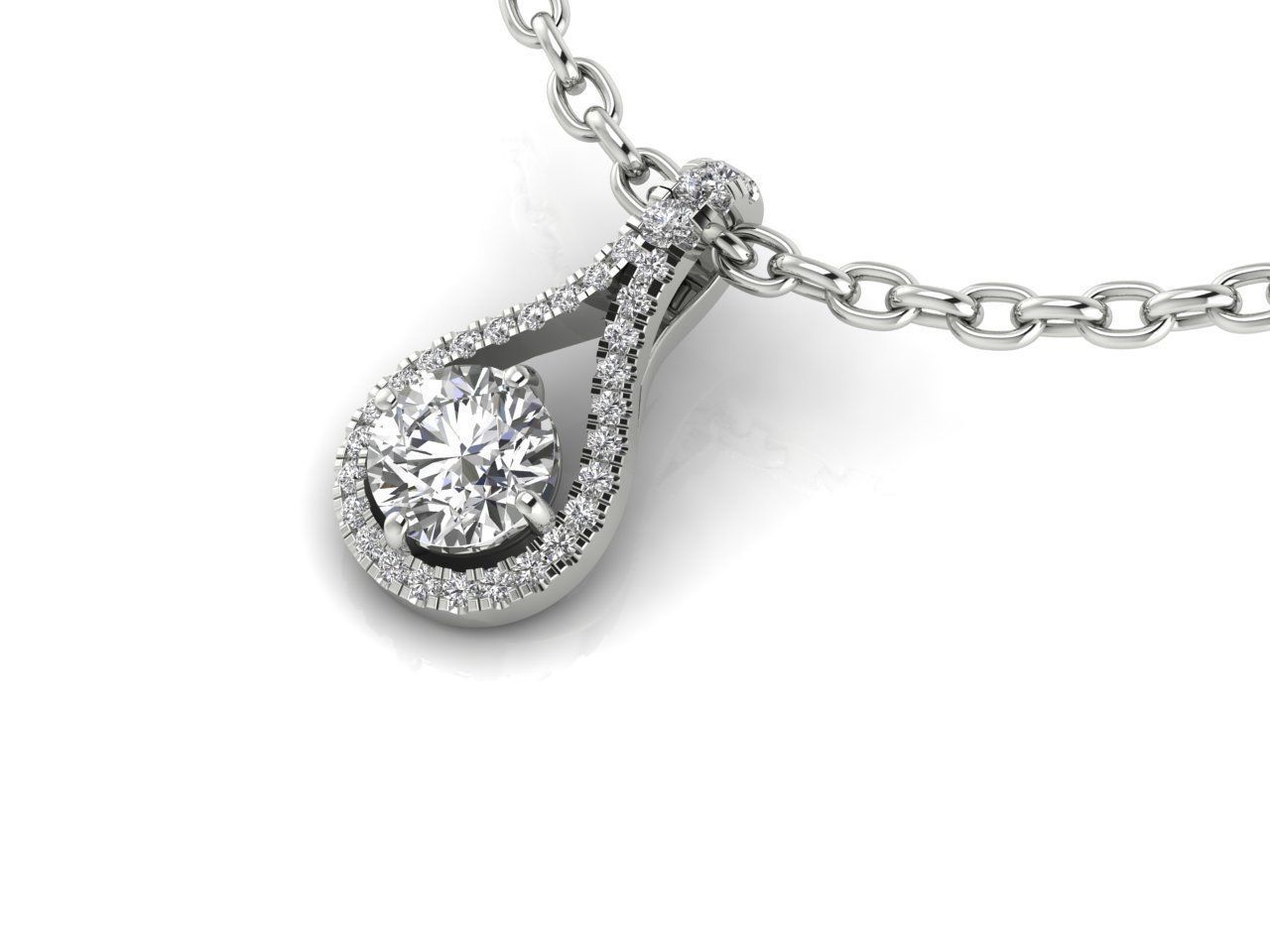 Pendant 6 pear shaped diamond on chain 3D print model_2