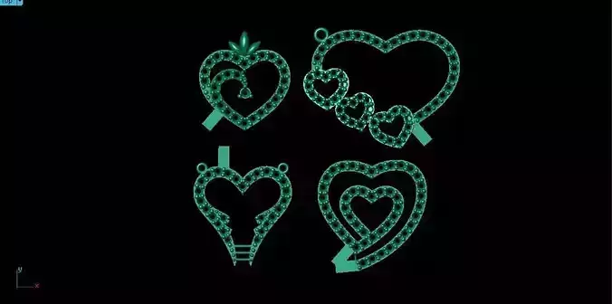 4 PIECE HEART NECKLACES 3D print model