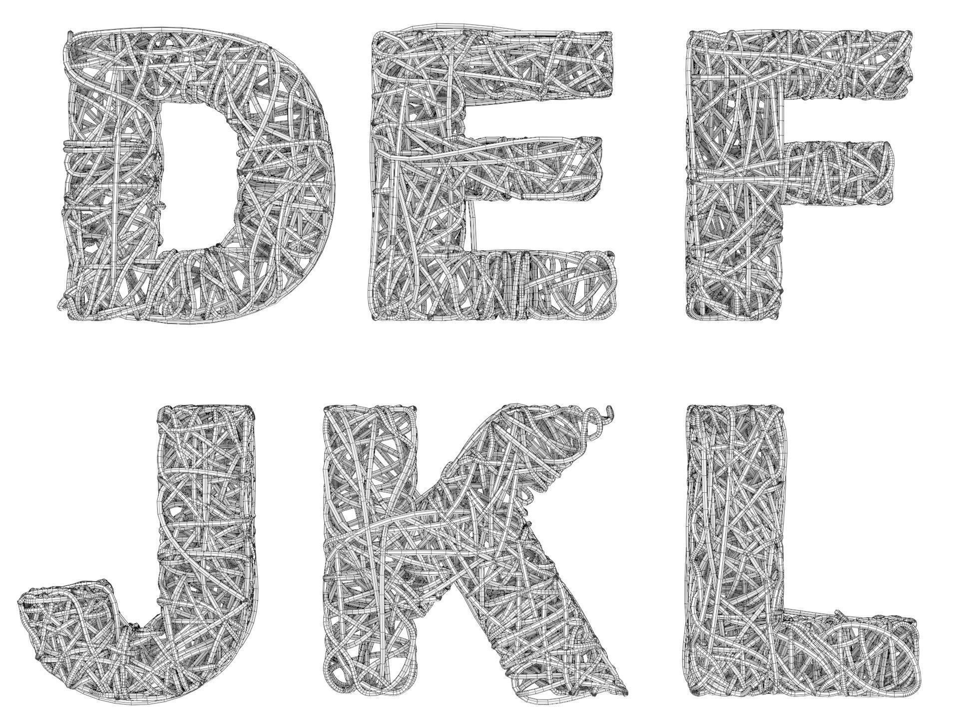 Wire Noodle Alphabet 3D model_5