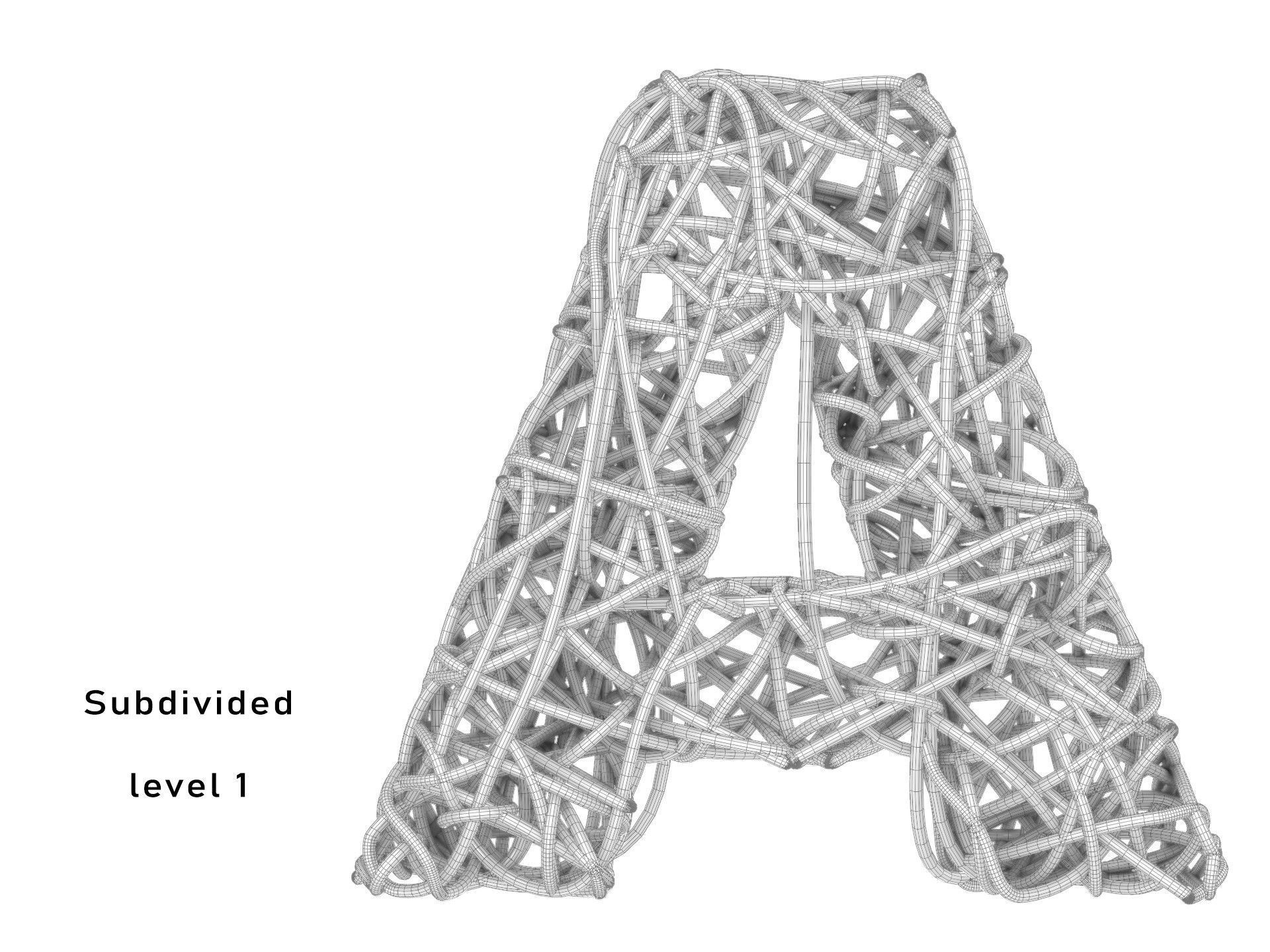 Wire Noodle Alphabet 3D model_4