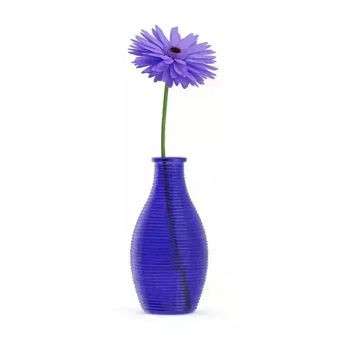 Small Purple Flower in Blue Vase