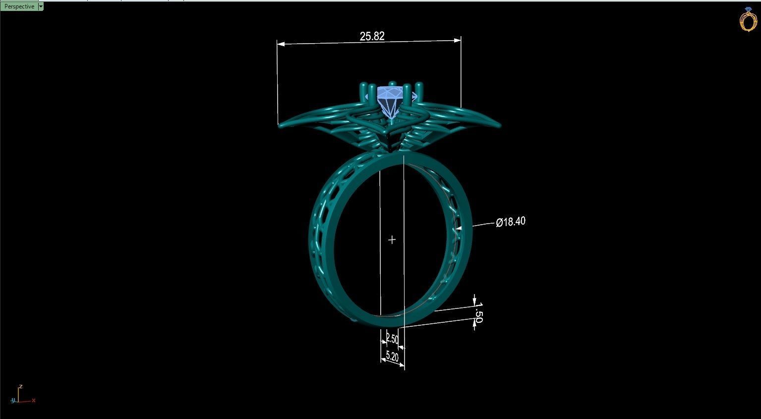 3D printable Engagement Ring  3D print model_3