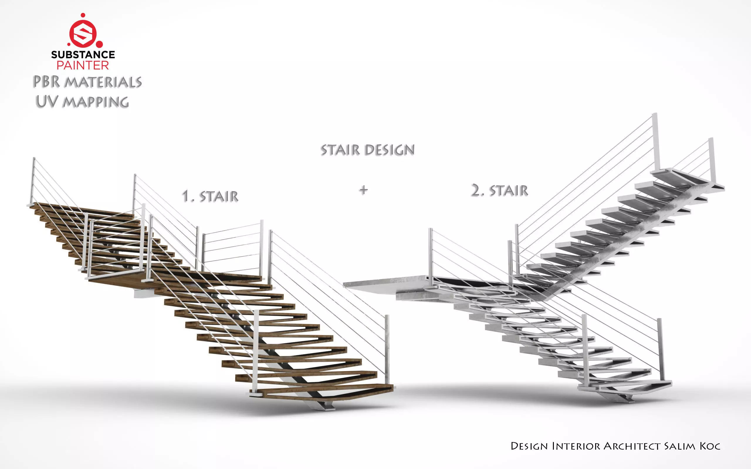     Stairs 3D model   TWO QUALITY DESIGN Low-poly 3D model_0