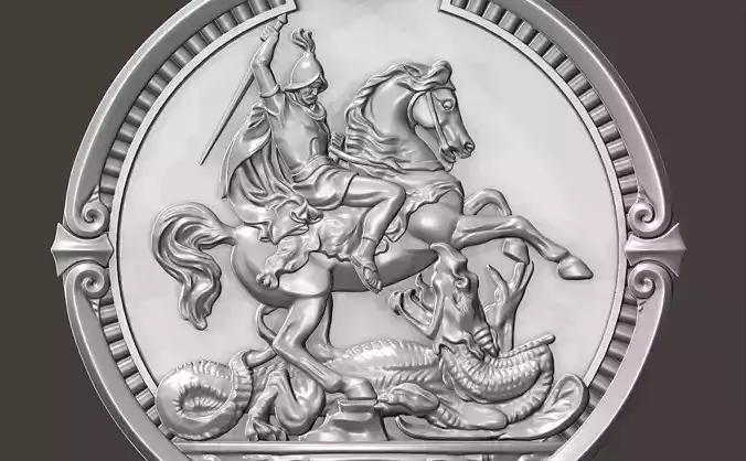 Saint George and the Dragon 3D print model