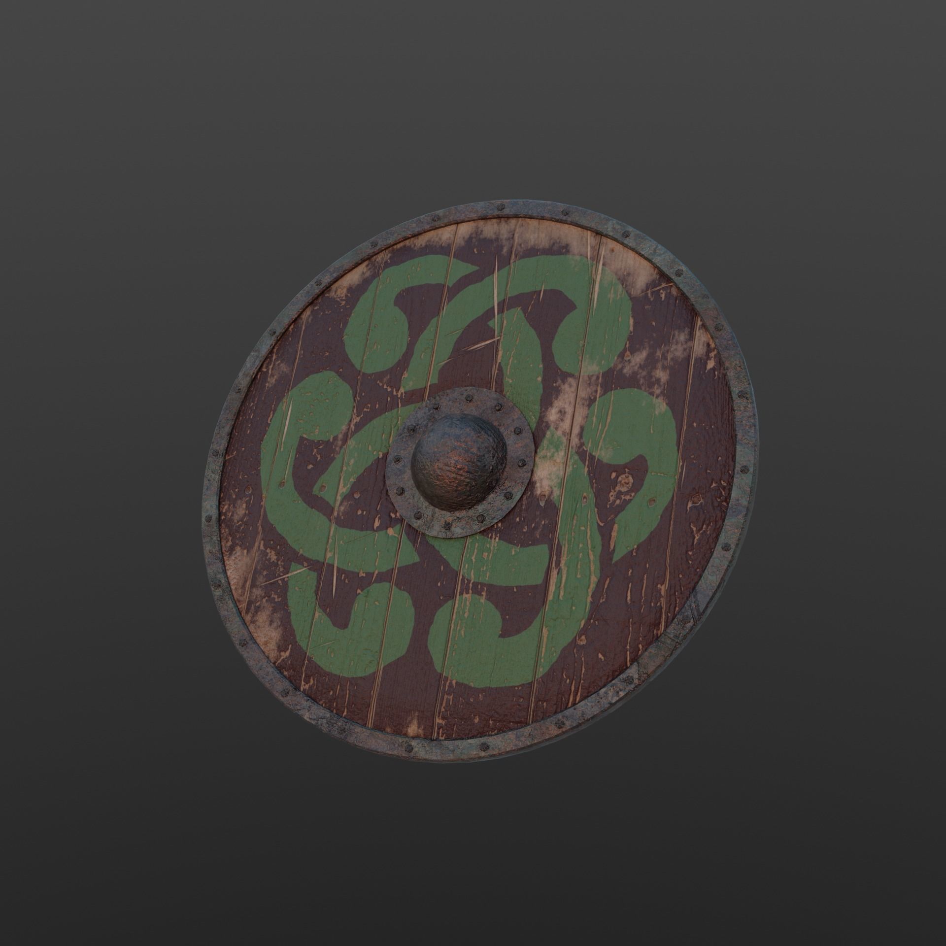 Wooden Shield Free 3D model_1